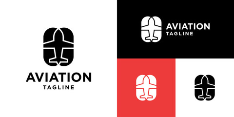 Design template of airplane logo. Travel, tour, transportation, speed. Symbol icon, vector EPS 10.