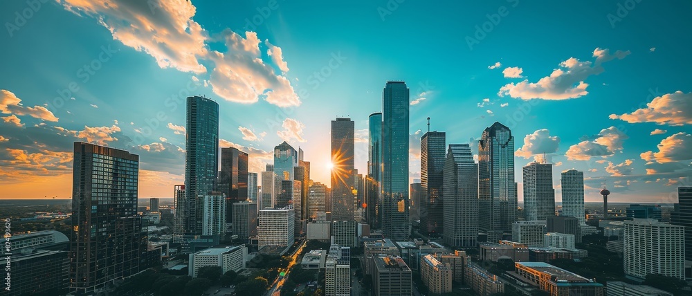 Wall mural urban panorama cityscape skyline.