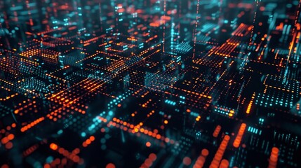 Obraz premium Embedded within the matrix of network connections carefully crafted data algorithms work tirelessly to monitor and safeguard against any potential security breaches.