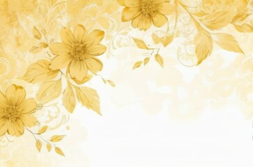 Golden Floral Elegance on Soft White Backdrop