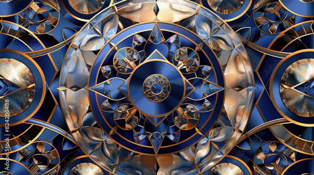 Canvas Prints a luxurious geometric abstract background showcasing symmetrical circles and diamonds in shades of r