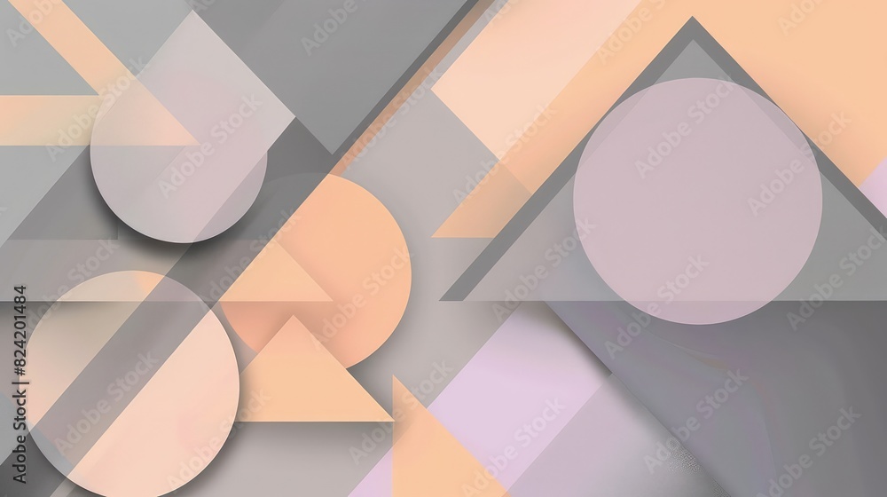 Canvas Prints a minimalist geometric abstract background with overlapping triangles and circles in shades of gray,
