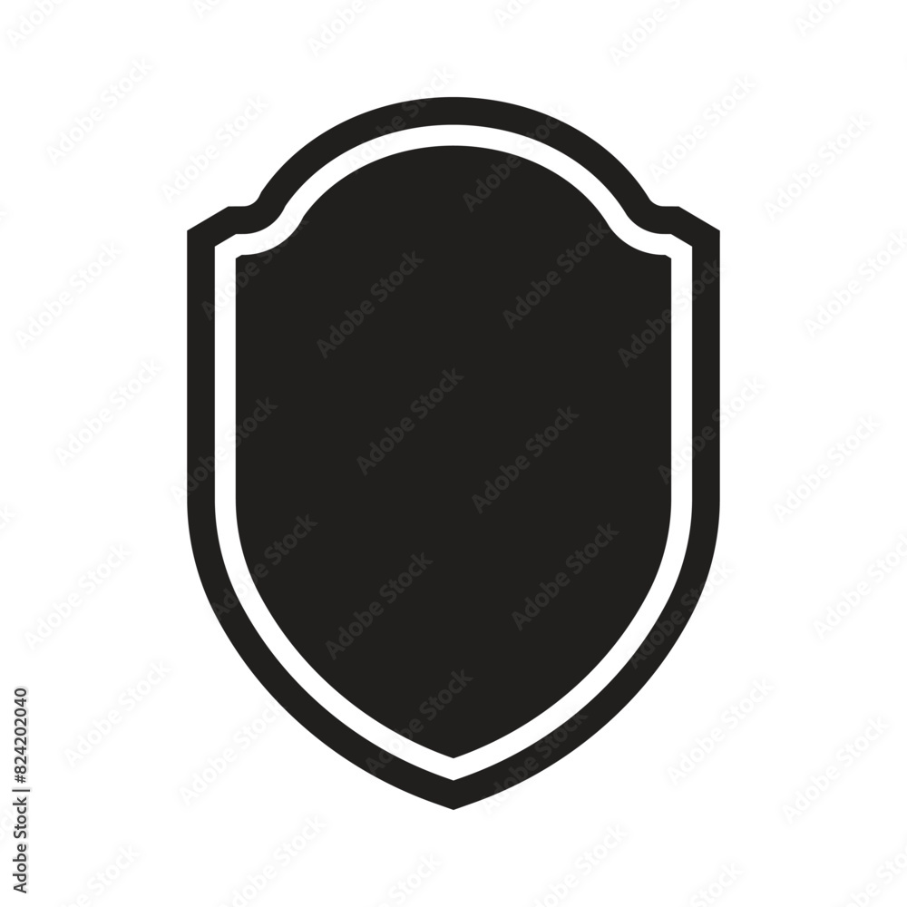 Poster black shield icon element with a line frame