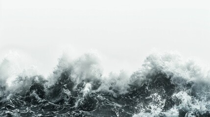 Powerful ocean wave crashing into the water surface during a stormy sea adventure