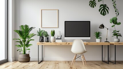 Comfortable home office environment with a balance of work essentials and familyfriendly features, isolated on white background, ample copy space