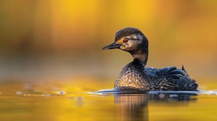 Pied billed Grebe spotted swimming in a body of water