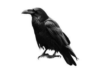 Naklejka premium Raven in Black & White isolated on white background