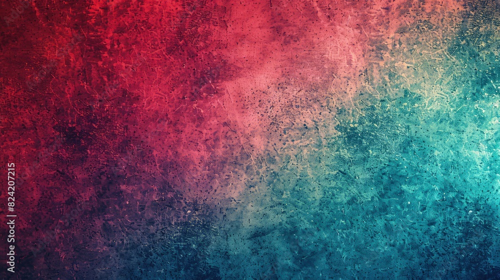 Wall mural a radiant gradient background shifting from ruby red to teal blue, enriched with a subtle grainy tex