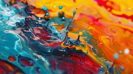 paint splashing in vibrant colors and liquid motion