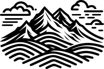 Mountain and Forest Silhouette. Camping, Mountain, Adventure, Hiking PNG