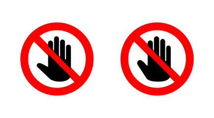 Stop icon set. stop road sign. hand stop icon vector