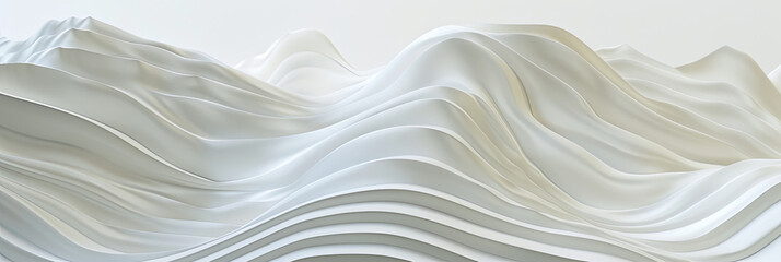 a white threedimensional model of undulating waves, generative AI