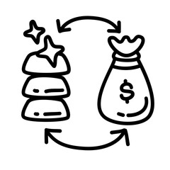 asset conversion of economic and business doodle icons