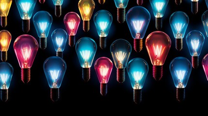 Vibrant pattern of bright light bulb illuminating tech innovation.

