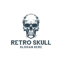 Retro skull logo vector illustration