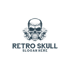 Retro skull logo vector illustration