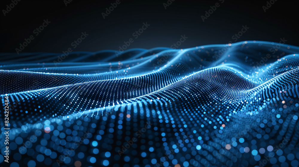 Poster blue particle digital information space big data abstract background