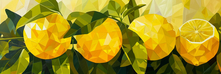 Drawing with geometric pattern of lemon.