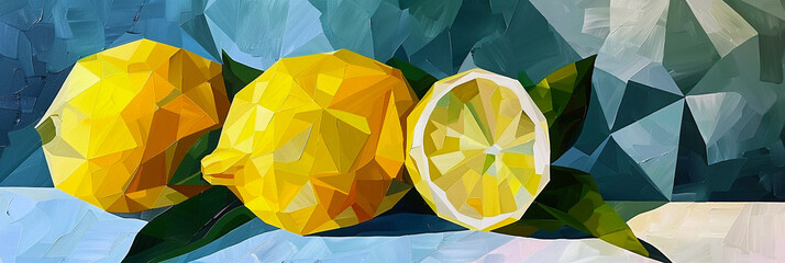 Drawing with geometric pattern of lemon.