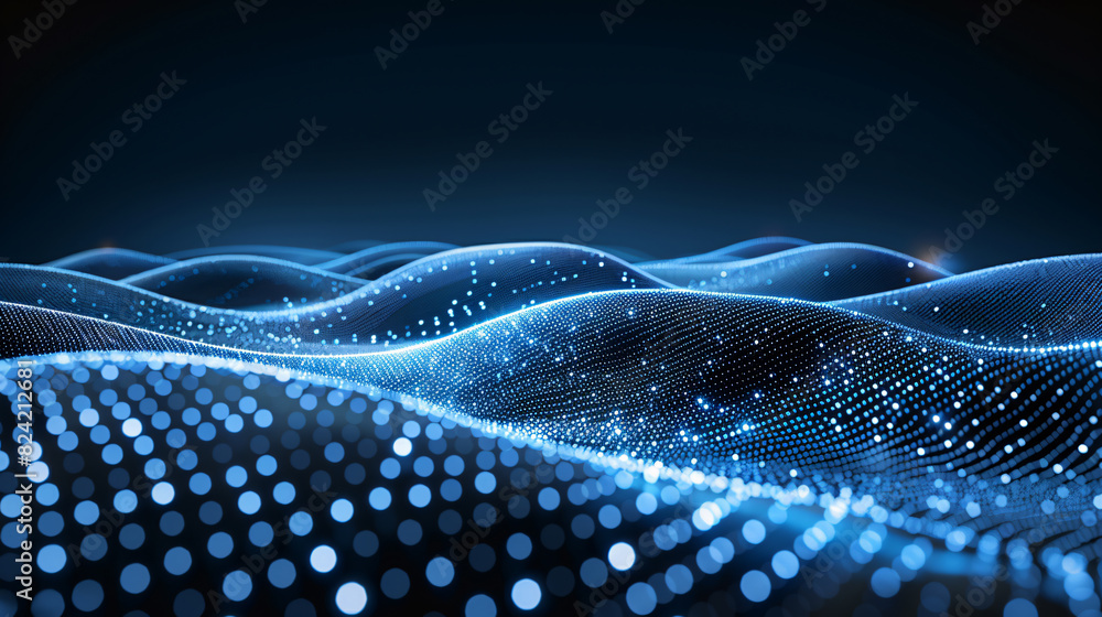 Poster blue particle digital information space big data abstract background