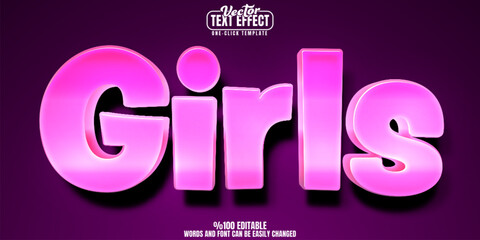 Girls editable text effect, customizable pink and shiny 3D font style