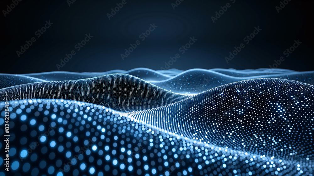 Poster blue particle digital information space big data abstract background