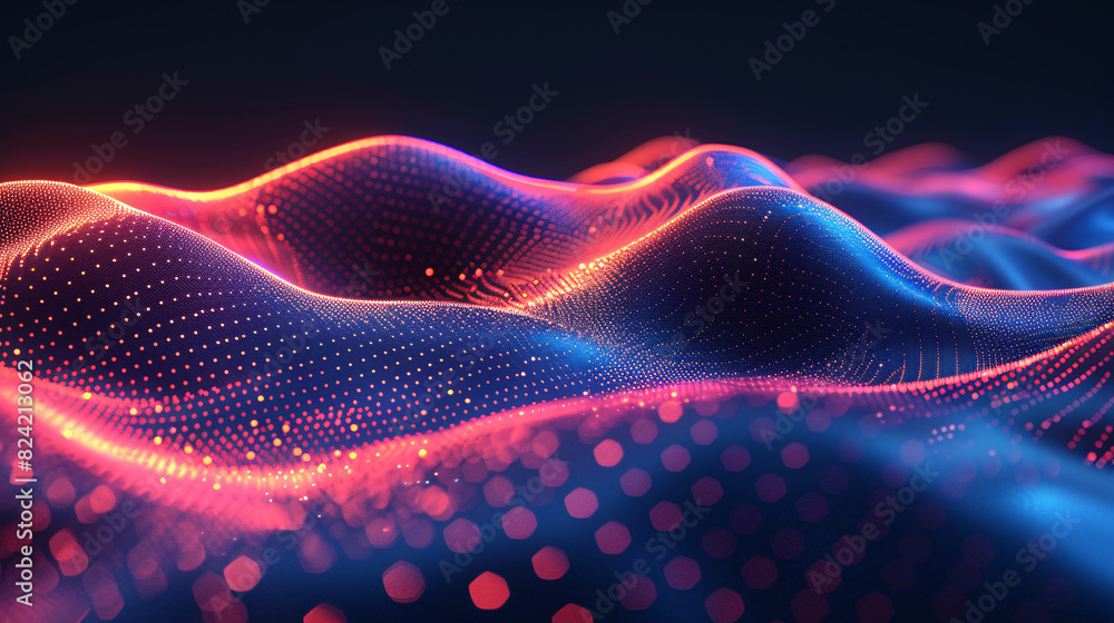 Poster fuchsia light particles wave abstract background