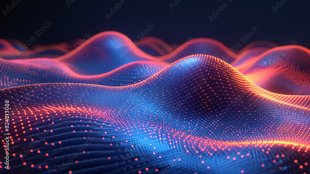 Poster fuchsia light particles wave abstract background