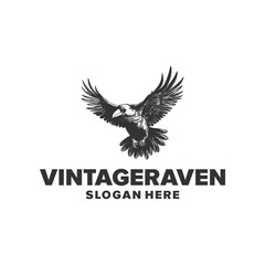 Raven bird logo vector illustration