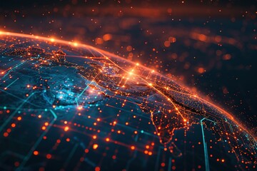 Fototapeta premium Internet connection world map polygonal graphic background with connecting lines