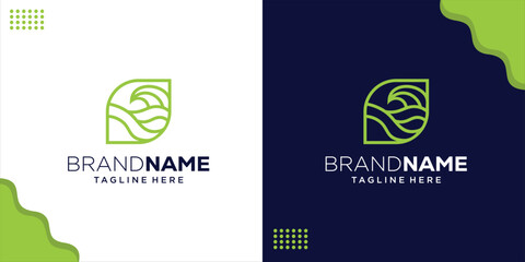 Creative Leaf Wave Logo, Design Inspiration, Illustration, Vector