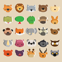 25 Flat Icon illustration images of Wild Animals and Big Animals