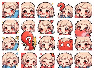 Kawaii Girl Emoji Emoticon Sticker Pack2