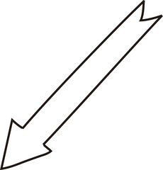 Black outlined arrow down to left icon