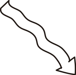 Black outlined curved arrow down to the right icon