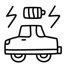 electric car of car service doodle icons