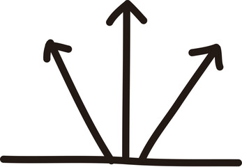 Three arrows pointing upward from the button line