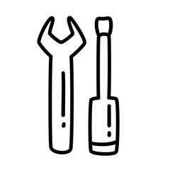 wrench of car service doodle icons