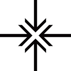 Four black arrows concentrated to the center