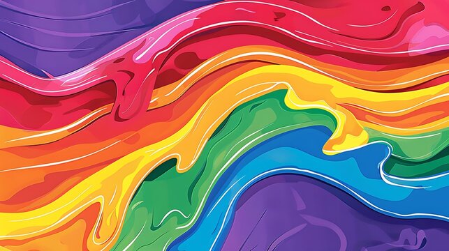 Pop art inspired LGPTQ pride flag with bold outlines and vibrant colors