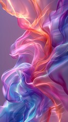 Obraz premium Silky Smooth Purple Orange Gradient Smoke Abstract Artwork Background Concept, Web Graphic Wallpaper, Vertical 9:16 Digital Art Backdrop