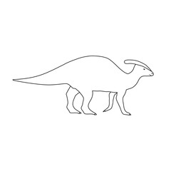 Vector flat hand drawn outline parasaurolophus dinosaur isolated on white background