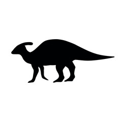 Vector flat hand drawn parasaurolophus dinosaur silhouette isolated on white background