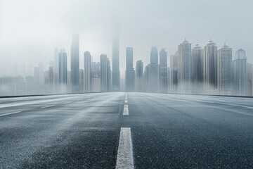 Fototapeta premium Urban high-rise buildings and asphalt pavement