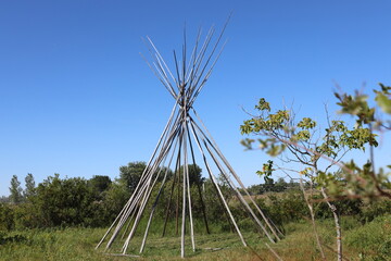 wooden stick frame of a teepee tipis wigwam © Don Hoskins