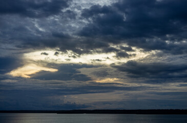 Cloudy landscape during a sunset.