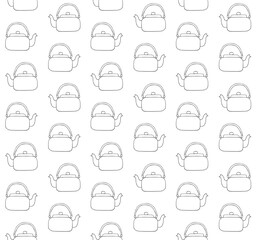 Vector seamless pattern of hand drawn doodle sketch outline kettle isolated on white background