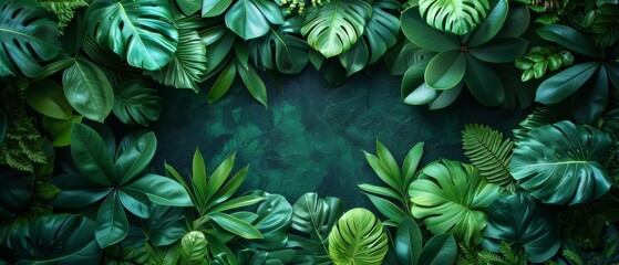 Background Tropical. Within the lush canopy, the rainforest reveals nature's beauty and complexity through intricate patterns and vibrant colors, creating a feast for the eyes.