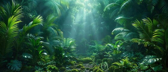 Background Tropical. The lush rainforest foliage forms a protective canopy, shielding the delicate ecosystem below from harsh elements, ensuring the survival of countless species.