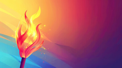 olympic games banner concept with vibrant flame and colorful background